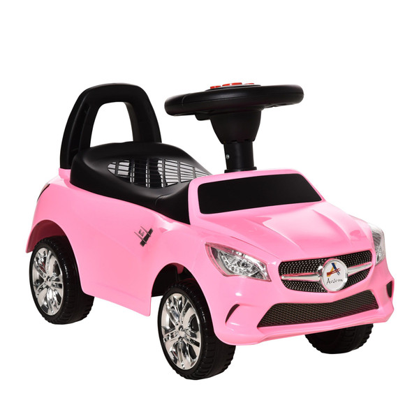 Aosom Pink Toddler Ride On Toy Car Foot-to-Floor with Music Horn Headlights Storage(D0102757E16.)