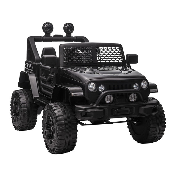 Aosom Electric Off-Road Truck 12V Kids Ride On Car with Parent Remote Control MP3 Music Adjustable Speed Black(D0102757EFP.)