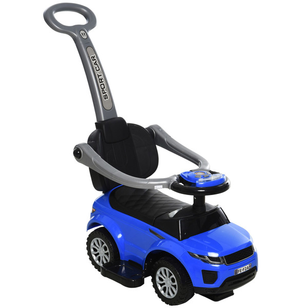 Aosom Blue 3 In 1 Ride on Push Cars for Toddlers with Horn Music Light Function(D0102757R26.)