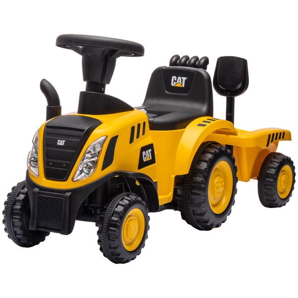 Qaba Caterpillar Licensed Ride-On Construction Toy with Shovel & Trailer, No Power Ride-on Tractor for 18-36 Months(D010277NTSX.)