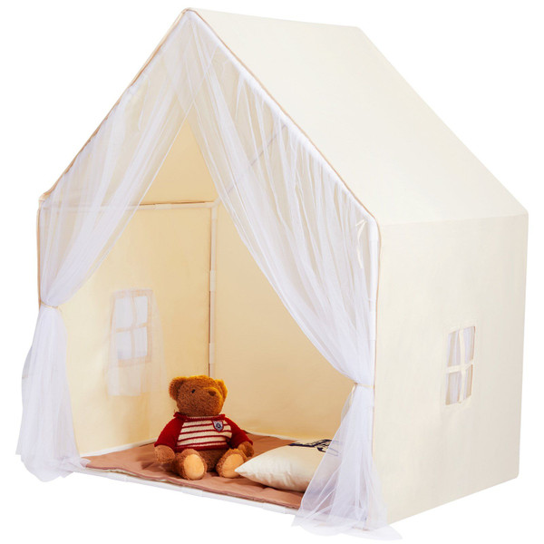 VEVOR Kids Play Tent, Kids Tent for Kids 1-5 Years Old, Toddler Tent with Mat and Tent Lamp, Tent for Kids with Windows for Indoor and Outdoor, Yurt Tent for Boys and Girls, Beige(D0102HQ4W9V.)