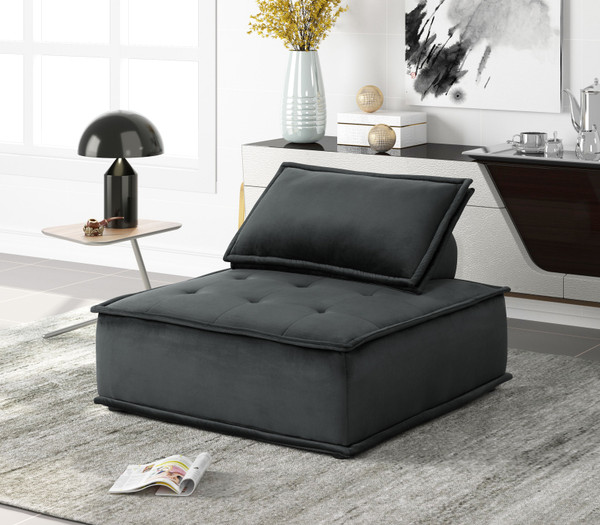 Anna 40" Black Velvet Armless Lounge Chair(D0102H57QW8.)