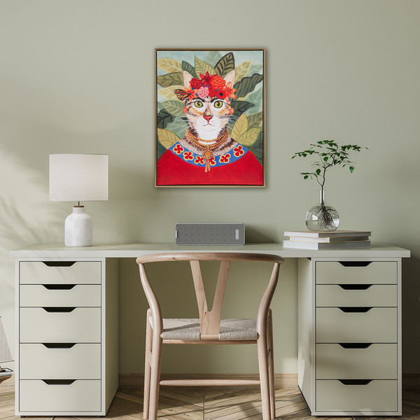 Bohemian Cat In Forest Framed Canvas Wall Art(D0102HR5P62.)
