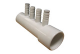 Waterway Manifold 4-Port 1" Slip X 1" Spigot X (4) 3/8" Ribbed Barb | 672-0400