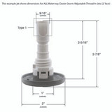 Waterway Plastics 229-1547 Jet Intl, WW Cluster Storm, 2"fd, Dir, Txt Scal, Gry,Thd