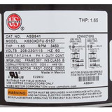 Nidec Motor Corp Motor, US Motor, 1.0hp, SQFL, Fullrate, 115/208/230v, 56Y, EE | ASB841