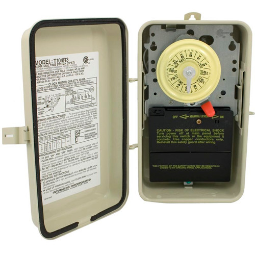 T104R3 Intermatic Timer Indoor And Outdoor 220V Mtl Dpst Beige