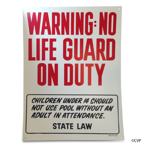 Blue Devil Pool Accessories Sign Warning No Lifeguard Pool Sign (18"X24") | B8713