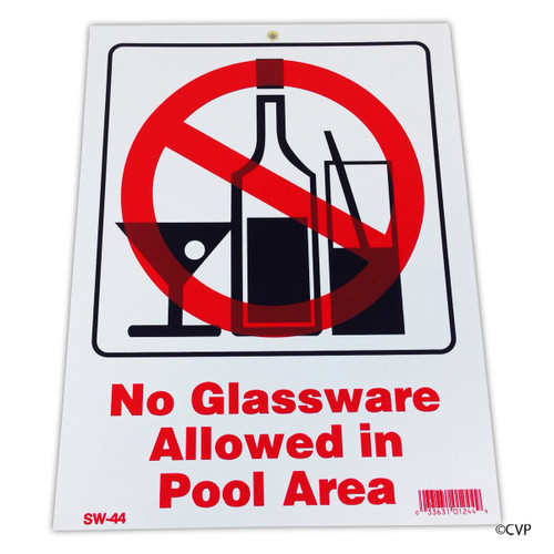 Maintenance Line 9"X12" No Glassware Allowed Pool Sign | PS246 SW-44