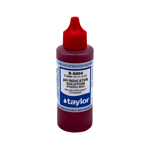 Taylor Reagents Ph Indicator Solution (For 2000 Series), Phenol Red, 2 Oz, Dropper Bottle | R-0004-C-12