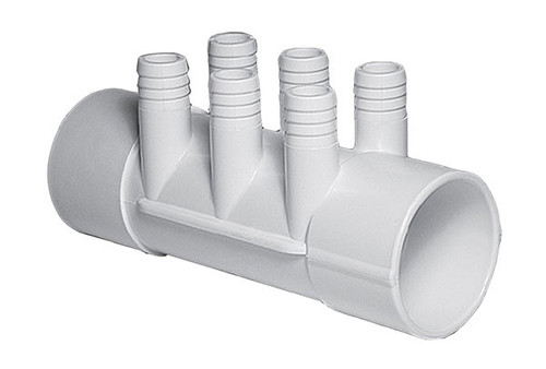 Waterway 672-7120 Manifold 6-Port Flo-Thru 2" Slip X 2" Slip X 3/4" Ribbed Barb