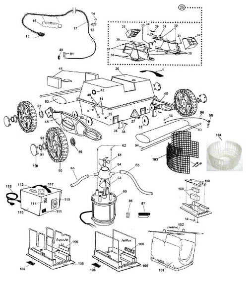 Aqua Products Body Assy. (White, With Lock Tabs, Holes Predrilled, No Valve Housing) Pool Rover/Jetmax Jr | S2002PR