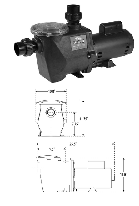 Waterway CHAMPS-130 Standard Efficiency - Up Rated Pumps - Single Speed