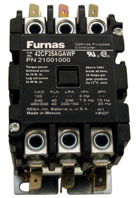 21001000 Coates Contactor, 3 Pole, 50A, 208 Coil