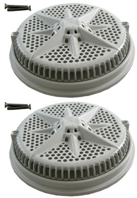 Pentair 8" Main Drain Cover with Short Ring (2 Pack), White | 500144