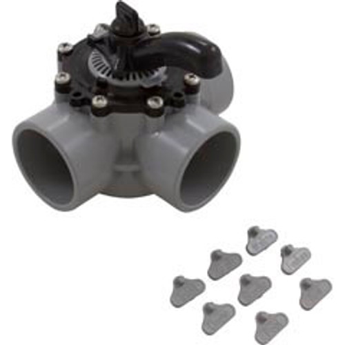 Custom Molded Products Diverter Valve, 2In S X 2.5In Sp, 3-Way, Gray | 25933-201-000