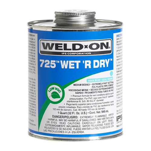 725QEACH 1 Qt 725 Wet 'R' Dry Blue PVC Cement