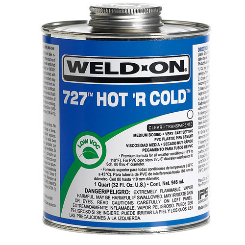 727QEACH 1 Qt 727 Hot R Cold Clear PVC Cement