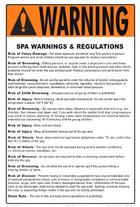 4511WS1218E Spa Rules Sign (Ma Only)