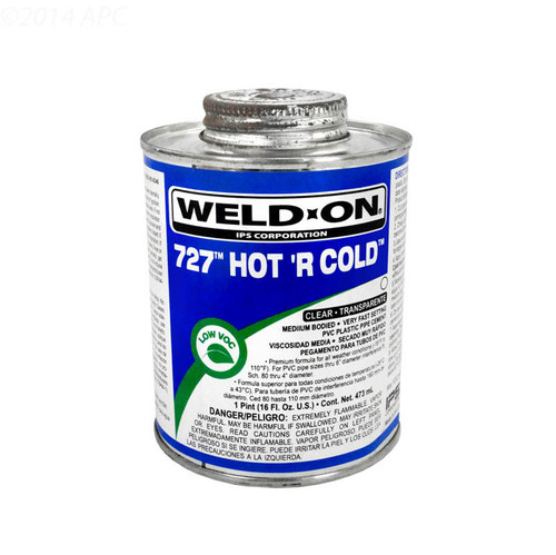 727PEACH 1 Pt 727 Hot R Cold Clear PVC Cement