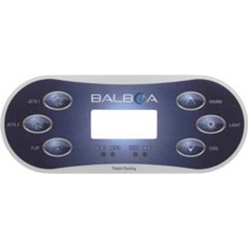 Balboa Water Group 12198 Overlay, HQ-BWG TP600, P1,P2, Flip,Lt, Temp, LCD blu/wht