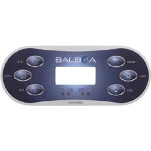 Balboa Water Group Overlay, HQ-BWG TP600, P1,P2, Flip,Lt, Temp, LCD blu/wht | 12198