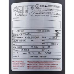 A.O. Smith Threaded Fr 1HP Ee 115/230V Motor | CT1102