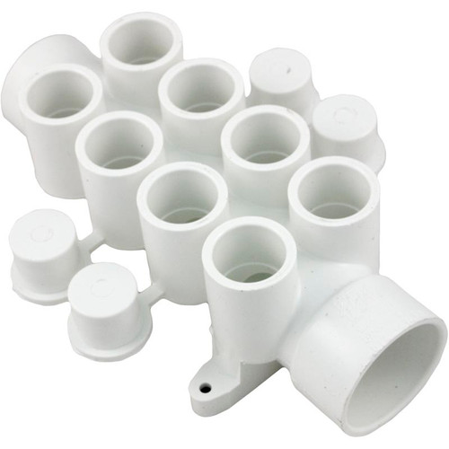 Waterway Manifold 8-Port Flo-Thru 1-1/2" Spigot X 1-1/2" Slip X 3/4" Slip | 672-4640