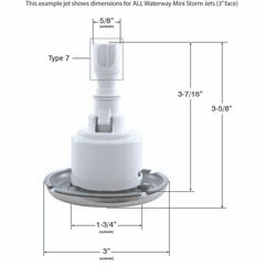 Waterway Plastics Jet, Mini Storm Internal, 3"fd, Roto, Textured Scallop, Gray | 212-7937