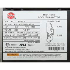 Waterway Plastics Pump, WW Exec, 4.0Hp, 230V, 1-Spd, 56Fr, 2", Oem | 3711621-1D