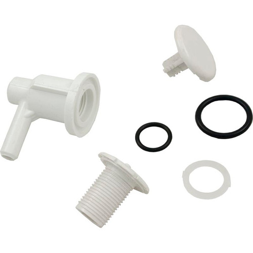 Waterway Plastics Lo Pro Injector 3/8" Barb Elbow Style, White | 670-2200
