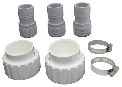 JANDY UNIONS W/ADAPTORS KIT - INCLUDES, 2 - UNIONS 3 - 1-1/2" THREAD x BARB ADAPTORS, 2 CLAMPS |  R0492600