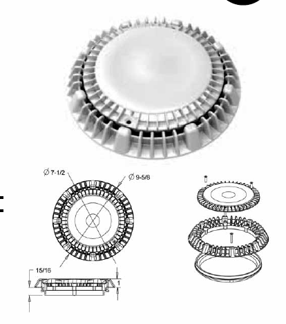 AQUASTAR 8" ROUND, LOW PROFILE, LIGHT GRAY |  LP8AVWR103