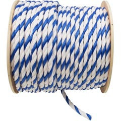 Polypropylene Rope, 1/2"Dia, 2 White 1 Blue Strand, 600Ft | PPR12600BW