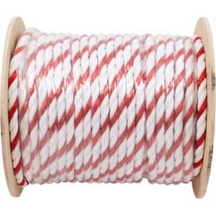 Polypropylene Rope, 3/4"Dia, 2 White 1 Red Strand, 300Ft | PPR34300RW