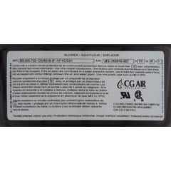 CG Air Systems Blower, CG Air Millenium, 115v, 11A, 7ft NEMA Cord,w/Muffler | MS-600-750-120/60