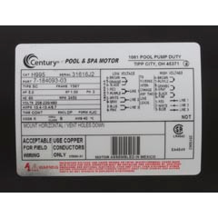 A.O. Smith Motor, Century, 5.0hp, 208-230v/460v,SQFL,56Y Frame,3 Ph,Thd | H995