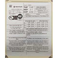 Pentair Pump, Pentair WFK-12, 3.0hp,208-230/460,3-Phase, Super Duty | 011644