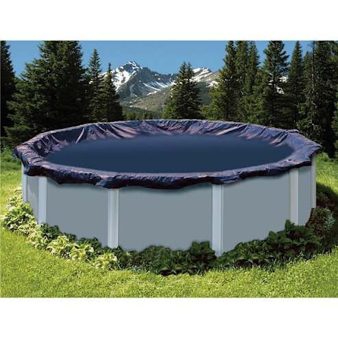 Swimline Deluxe 21' Round Above Ground Winter Pool Cover, 4' Overlap, Blue/Black, 8 Year Warranty | PCO825