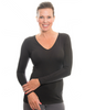 V-Neck, Long Sleeve, Black Size XS only