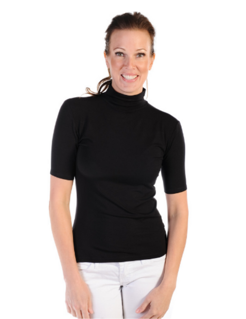Mock Turtle Neck, Elbow Length Sleeve, Black, XS Only