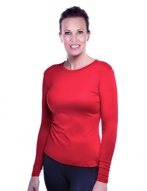 Chili Pepper Red Crew Neck Long Sleeve Top
