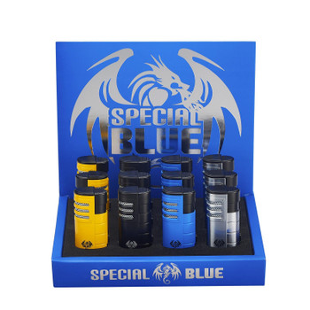 Special Blue - Triple Shot Lighter - Assorted Colors -  (12 pc Display) Yellow, Black, Blue, Silver