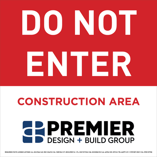 Do Not Enter Construction Area 2'x2' Corrugated Plastic Sign