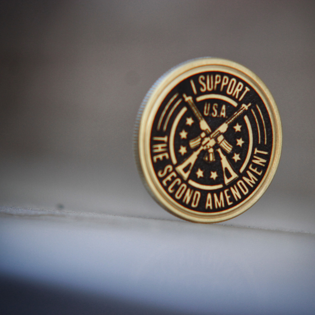 Molon Labe I Support The Second Amendment Brass Coin - Laser Engraved