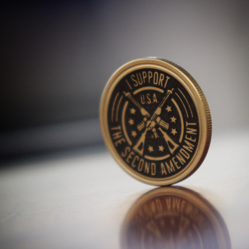 Molon Labe I Support The Second Amendment Brass Coin - Laser Engraved
