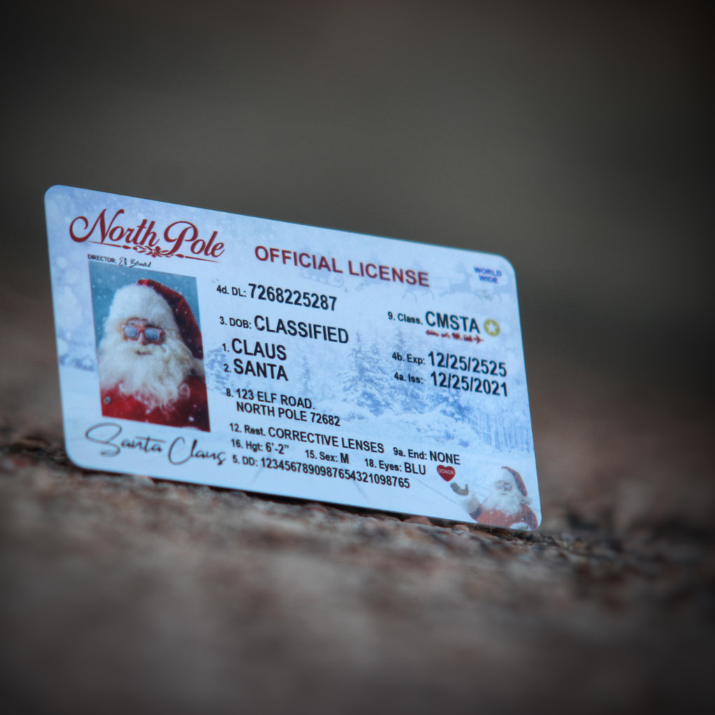 Santa Claus Driver License- Plastic Cards (5 pack)
