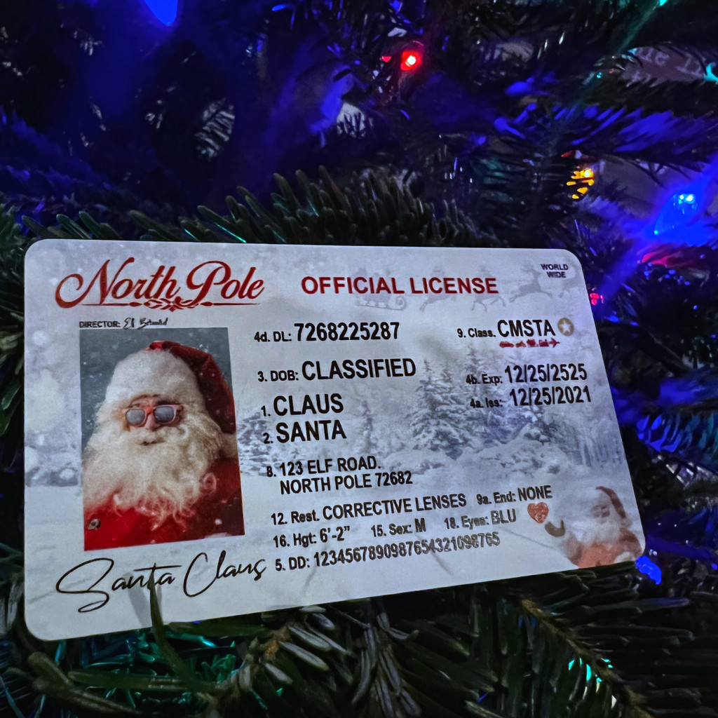 Santa Claus Driver License- Plastic Cards (5 pack)