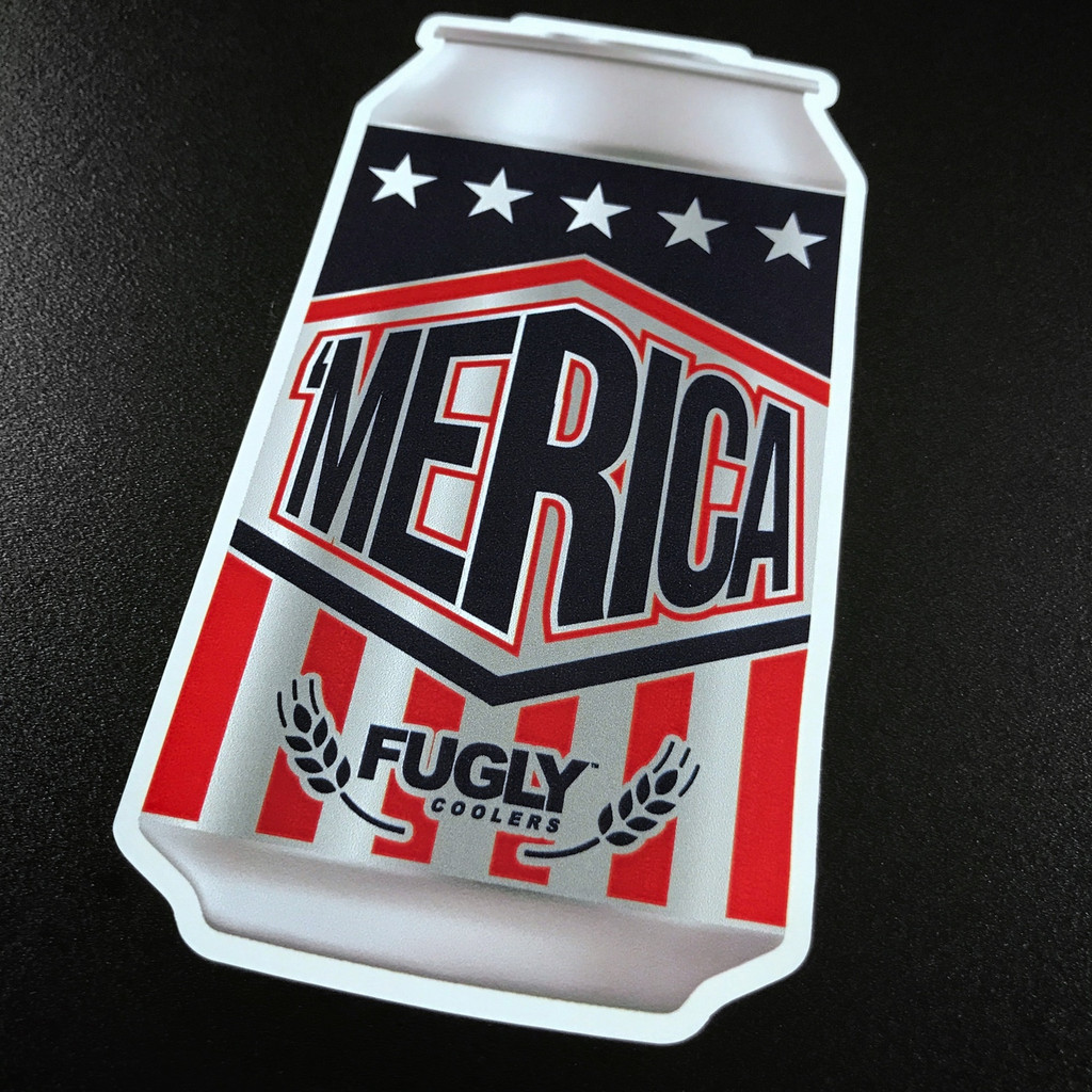 Fugly Coolers Merica Beer Can Sticker