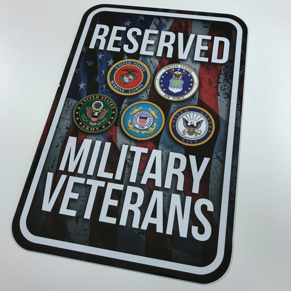 Reserved Military Veterans Parking 12 x 18 - Metal Sign
